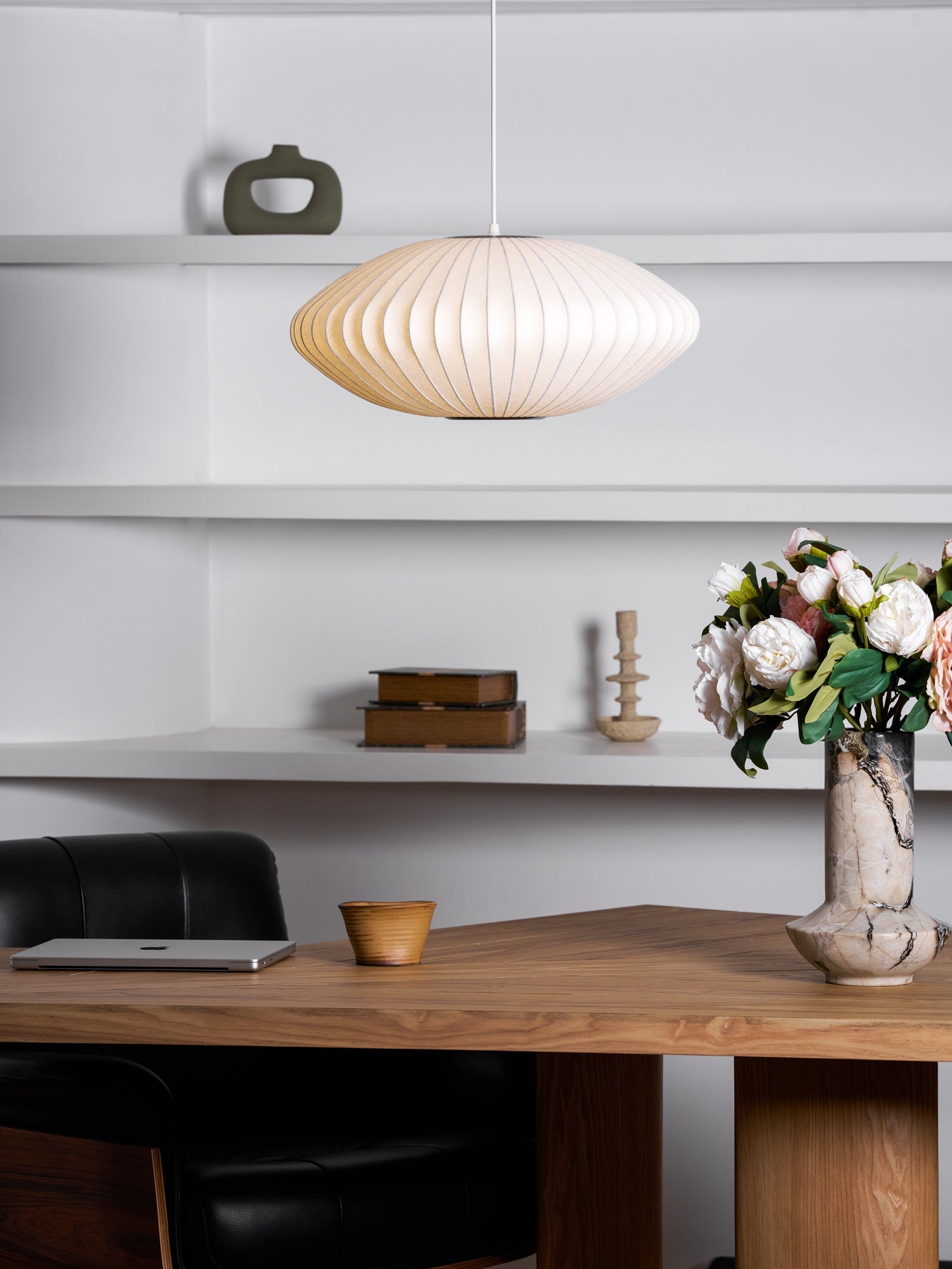 Hanglamp Scandinavisch met Geometrisch Draadframe en Zijden Kap