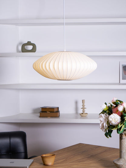 Hanglamp Scandinavisch met Geometrisch Draadframe en Zijden Kap
