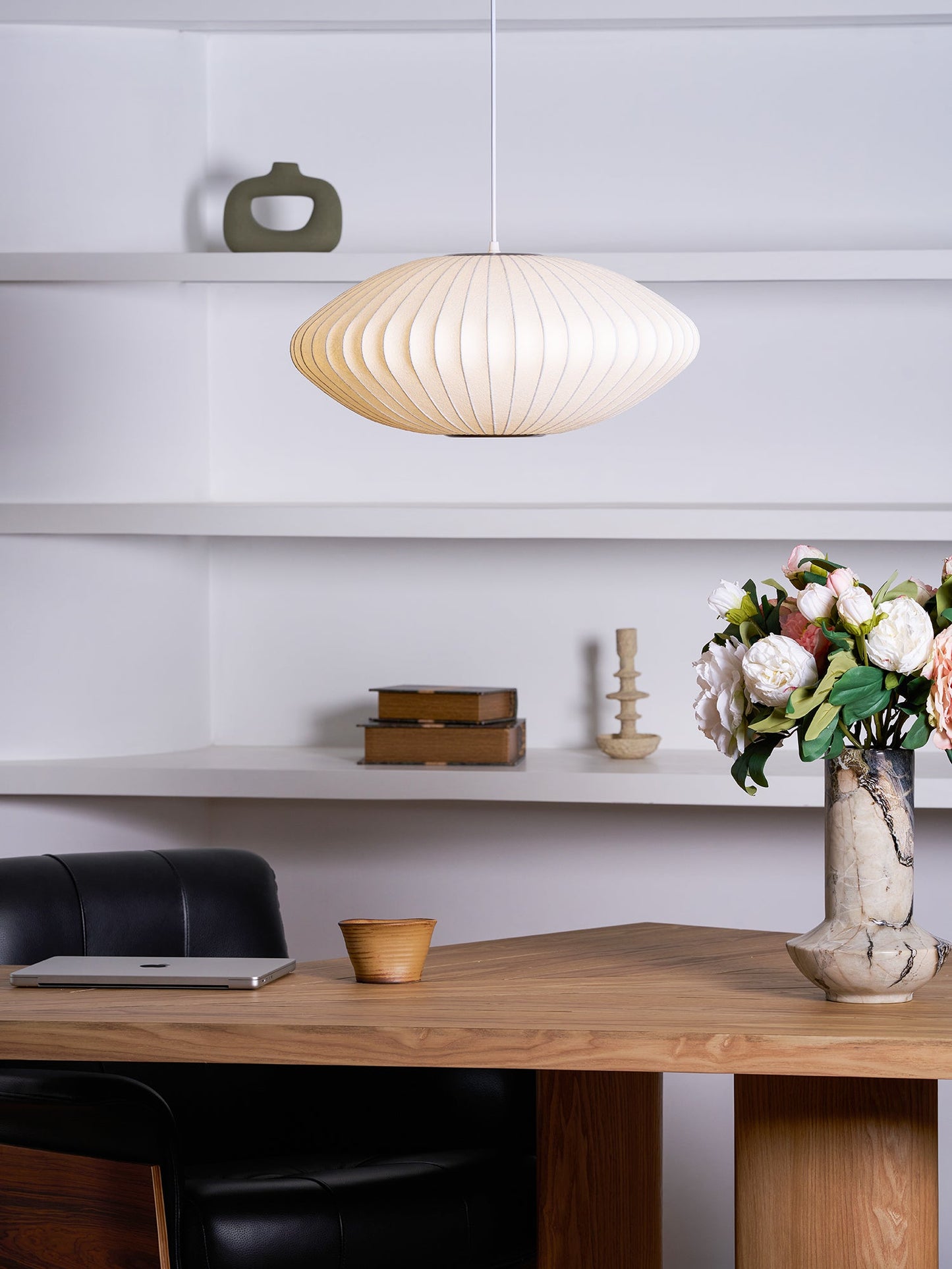 Hanglamp Scandinavisch met Geometrisch Draadframe en Zijden Kap
