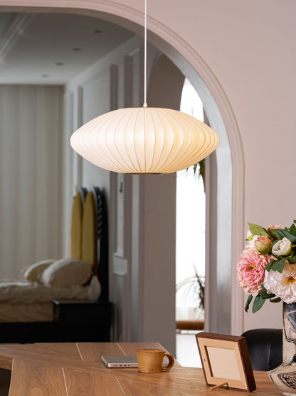 Hanglamp Scandinavisch met Geometrisch Draadframe en Zijden Kap