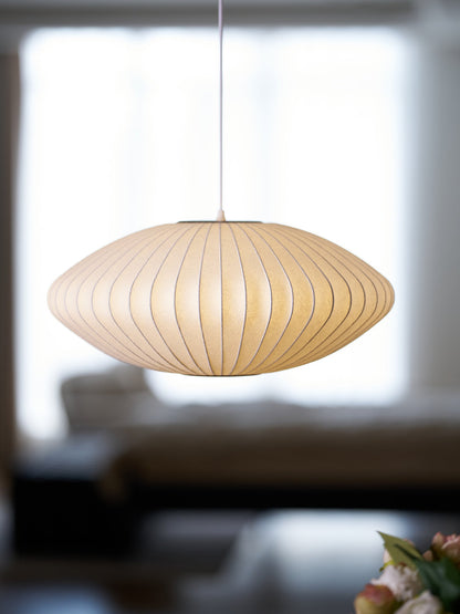 Hanglamp Scandinavisch met Geometrisch Draadframe en Zijden Kap