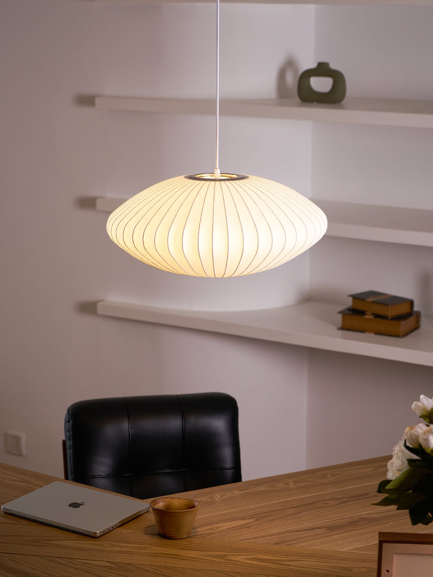 Hanglamp Scandinavisch met Geometrisch Draadframe en Zijden Kap