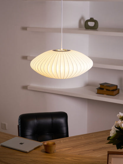 Hanglamp Scandinavisch met Geometrisch Draadframe en Zijden Kap