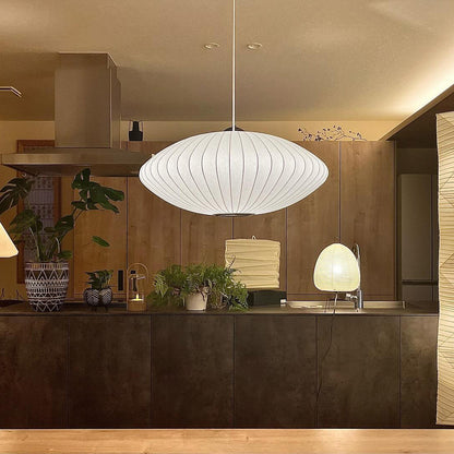Hanglamp Scandinavisch met Geometrisch Draadframe en Zijden Kap