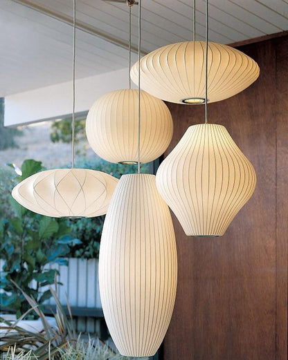 Hanglamp Scandinavisch met Geometrisch Draadframe en Zijden Kap