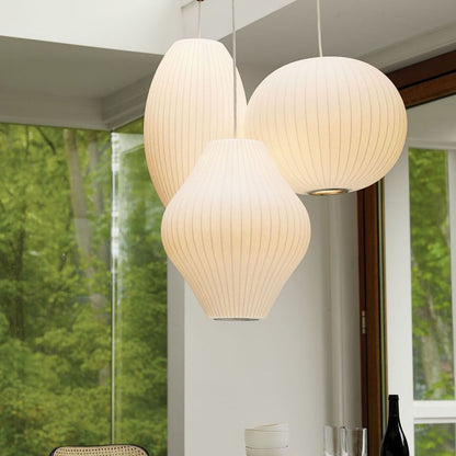 Hanglamp Scandinavisch met Geometrisch Draadframe en Zijden Kap