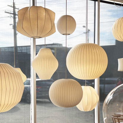 Hanglamp Scandinavisch met Geometrisch Draadframe en Zijden Kap