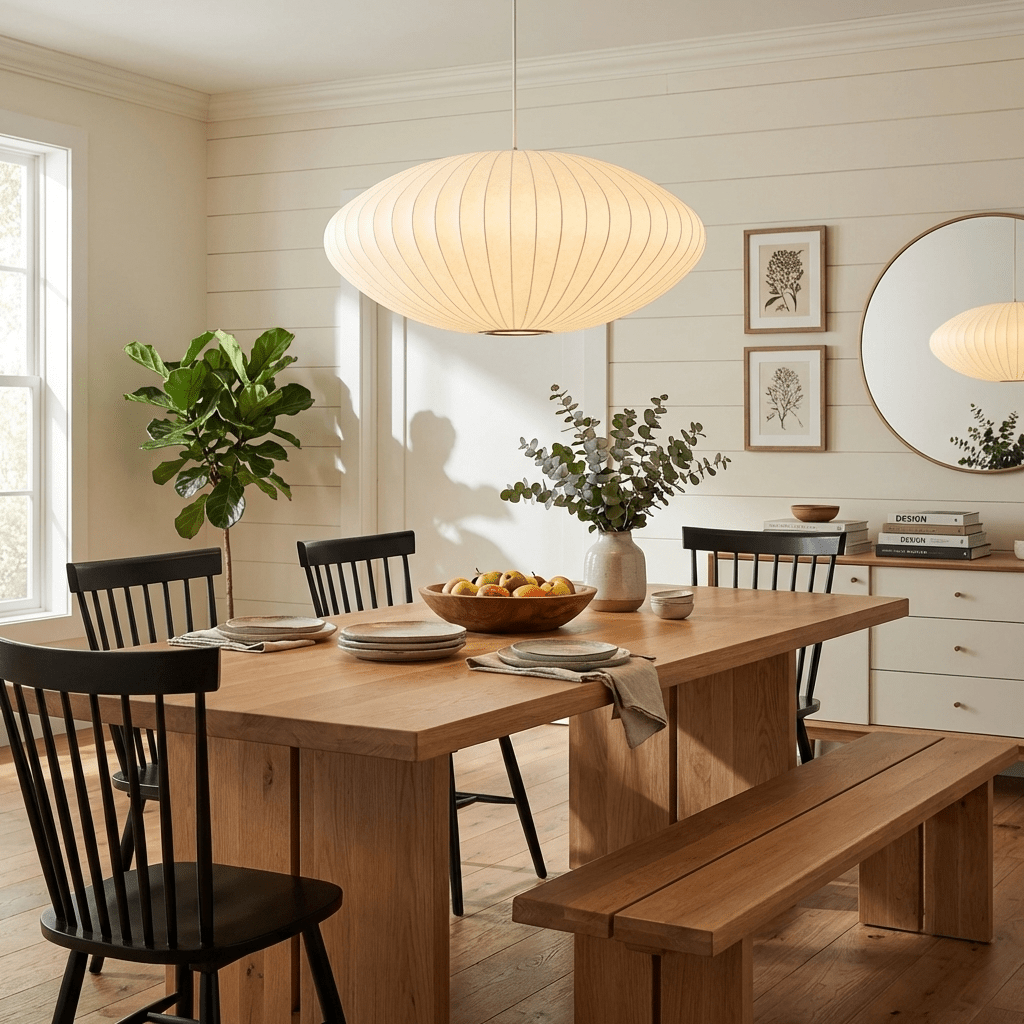 Hanglamp Scandinavisch met Geometrisch Draadframe en Zijden Kap