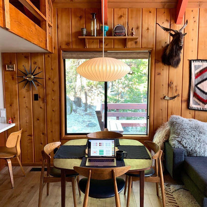 Hanglamp Scandinavisch met Geometrisch Draadframe en Zijden Kap