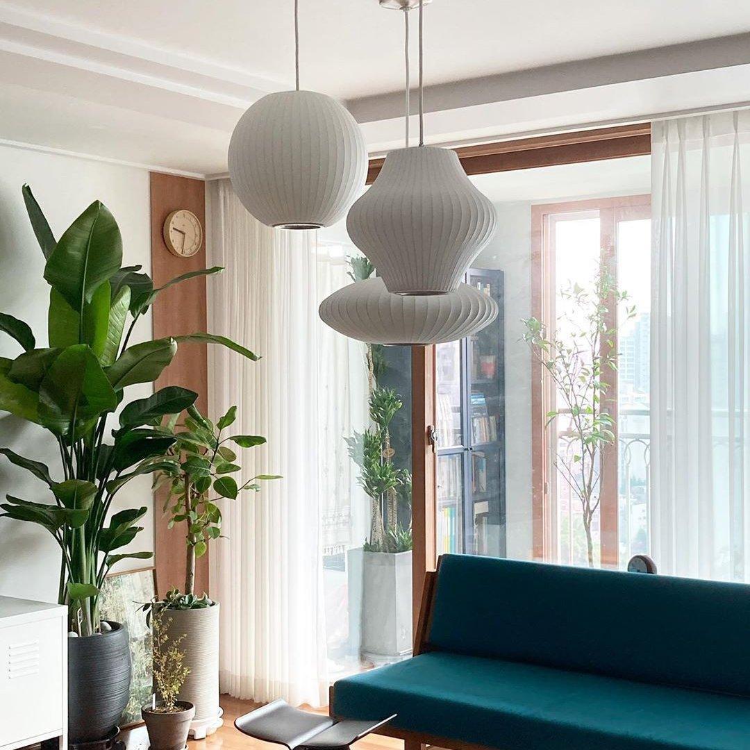 Hanglamp Scandinavisch met Geometrisch Draadframe en Zijden Kap
