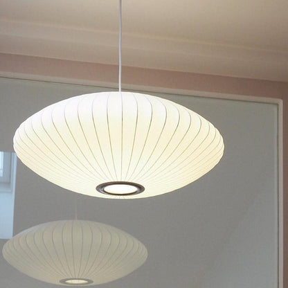 Hanglamp Scandinavisch met Geometrisch Draadframe en Zijden Kap