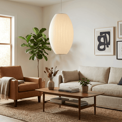 Hanglamp Scandinavisch met Geometrisch Draadframe en Zijden Kap