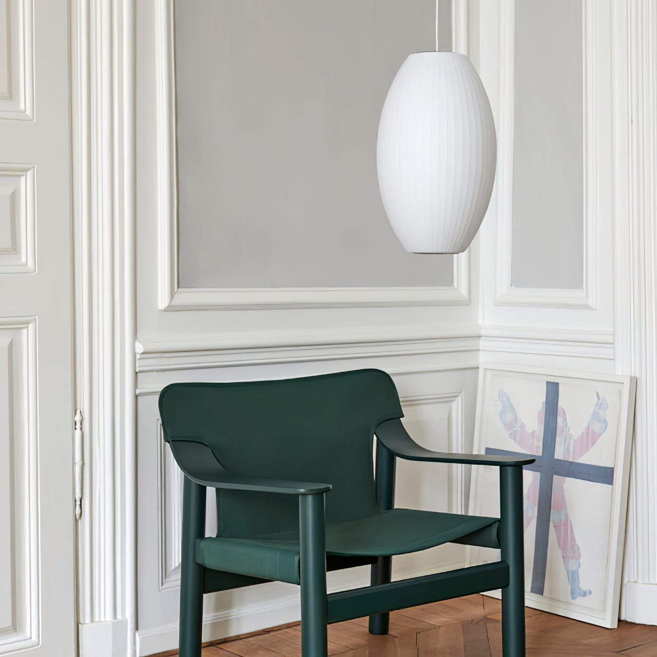 Hanglamp Scandinavisch met Geometrisch Draadframe en Zijden Kap