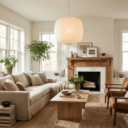Hanglamp Scandinavisch met Geometrisch Draadframe en Zijden Kap