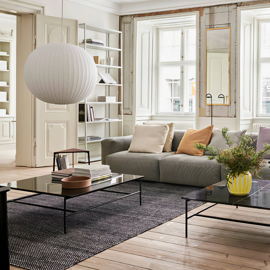 Hanglamp Scandinavisch met Geometrisch Draadframe en Zijden Kap