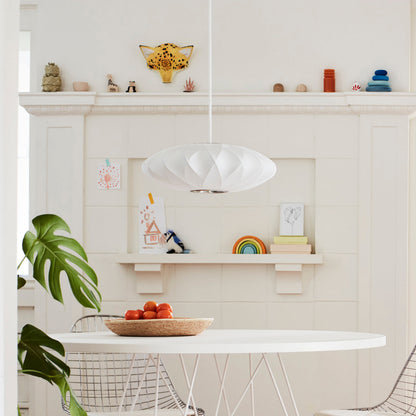 Hanglamp Scandinavisch met Geometrisch Draadframe en Zijden Kap