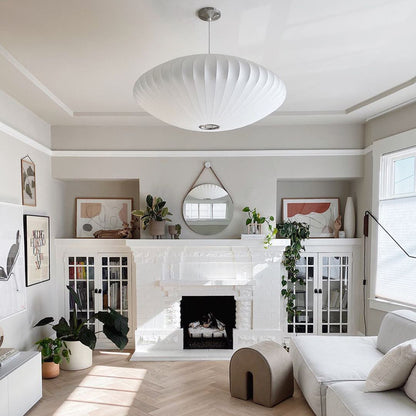 Hanglamp Scandinavisch met Geometrisch Draadframe en Zijden Kap