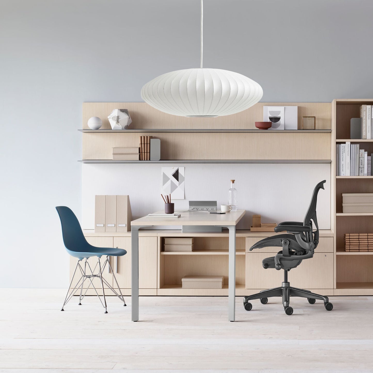 Hanglamp Scandinavisch met Geometrisch Draadframe en Zijden Kap