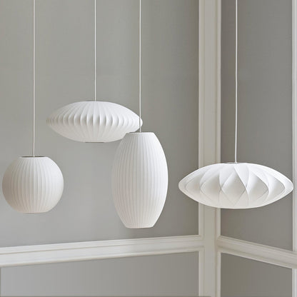 Hanglamp Scandinavisch met Geometrisch Draadframe en Zijden Kap