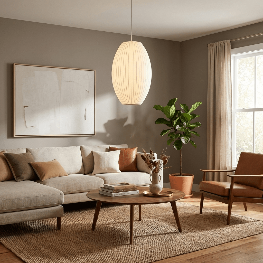 Hanglamp Scandinavisch met Geometrisch Draadframe en Zijden Kap