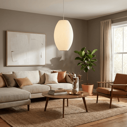 Hanglamp Scandinavisch met Geometrisch Draadframe en Zijden Kap