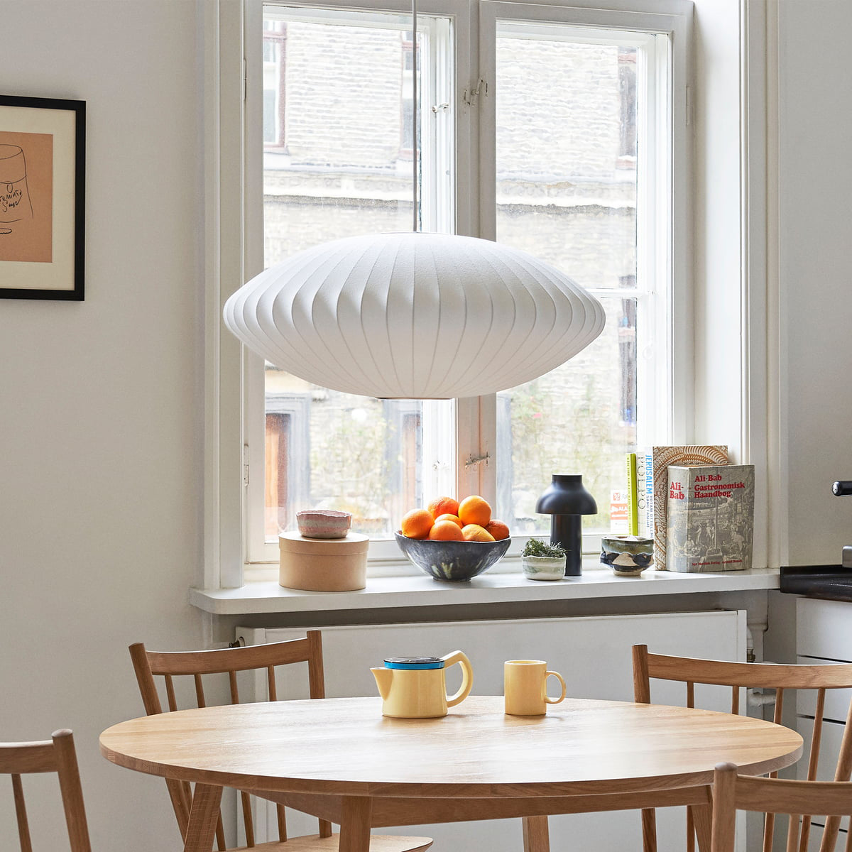 Hanglamp Scandinavisch met Geometrisch Draadframe en Zijden Kap