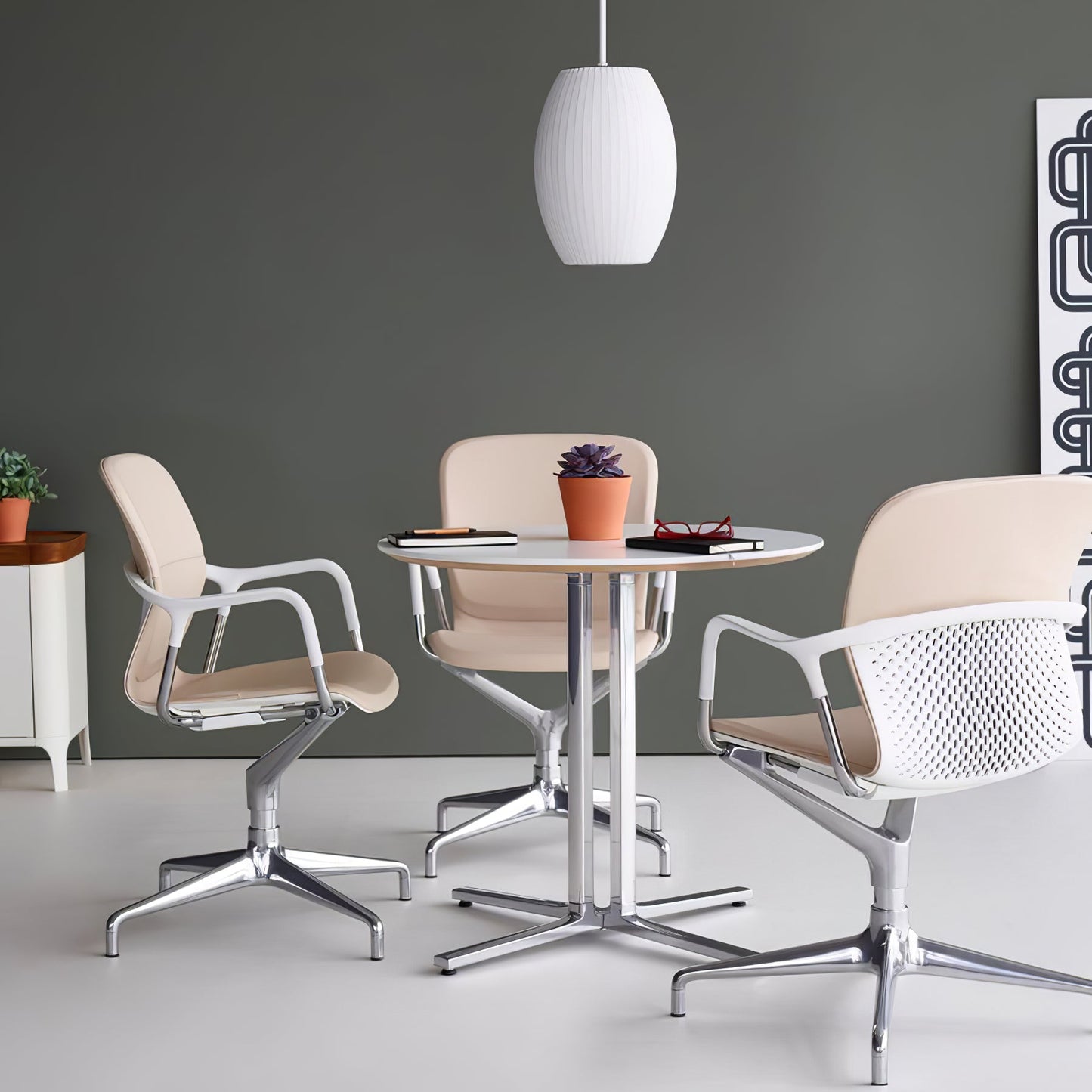 Hanglamp Scandinavisch met Geometrisch Draadframe en Zijden Kap