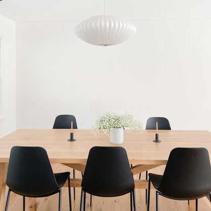 Hanglamp Scandinavisch met Geometrisch Draadframe en Zijden Kap