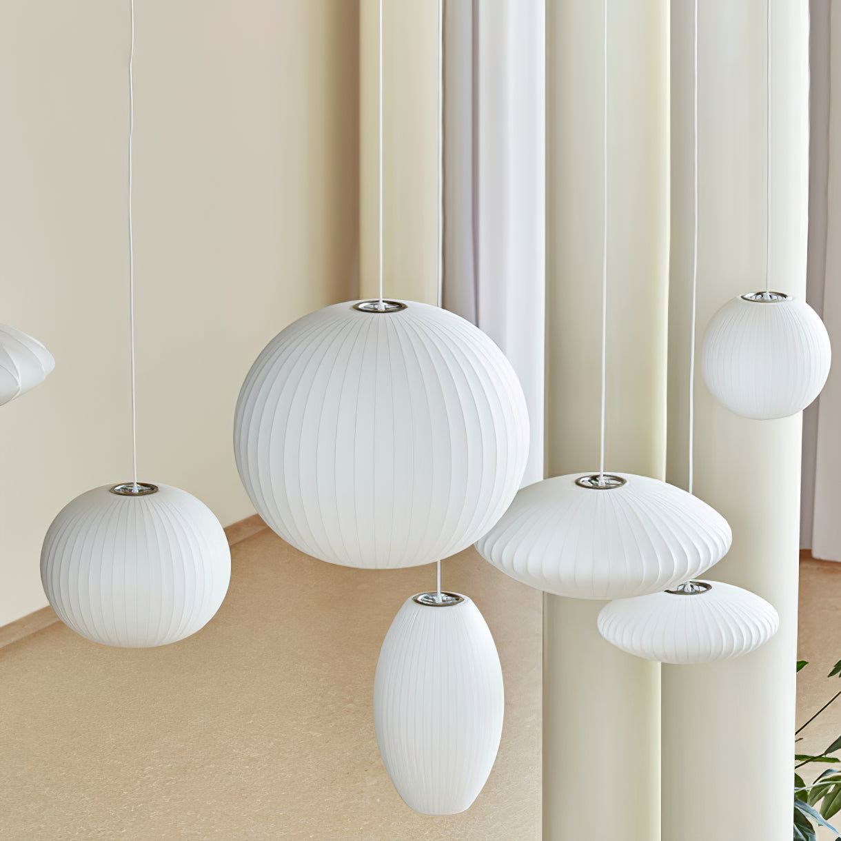 Hanglamp Scandinavisch met Geometrisch Draadframe en Zijden Kap