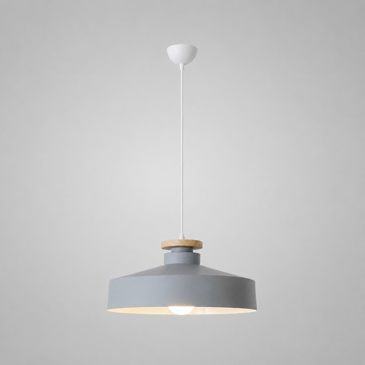Hanglamp Scandinavisch met Houten Detail en Metalen Kap