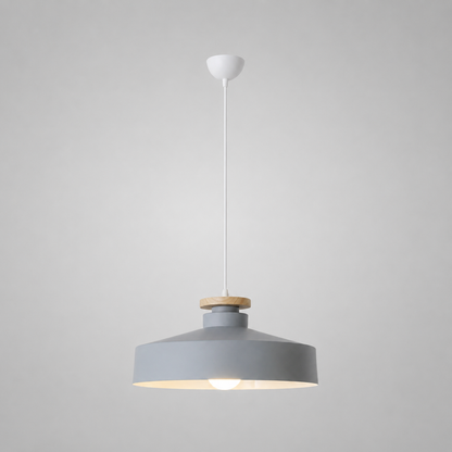 Hanglamp Scandinavisch met Houten Detail en Metalen Kap