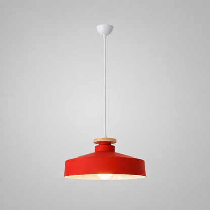 Hanglamp Scandinavisch met Houten Detail en Metalen Kap
