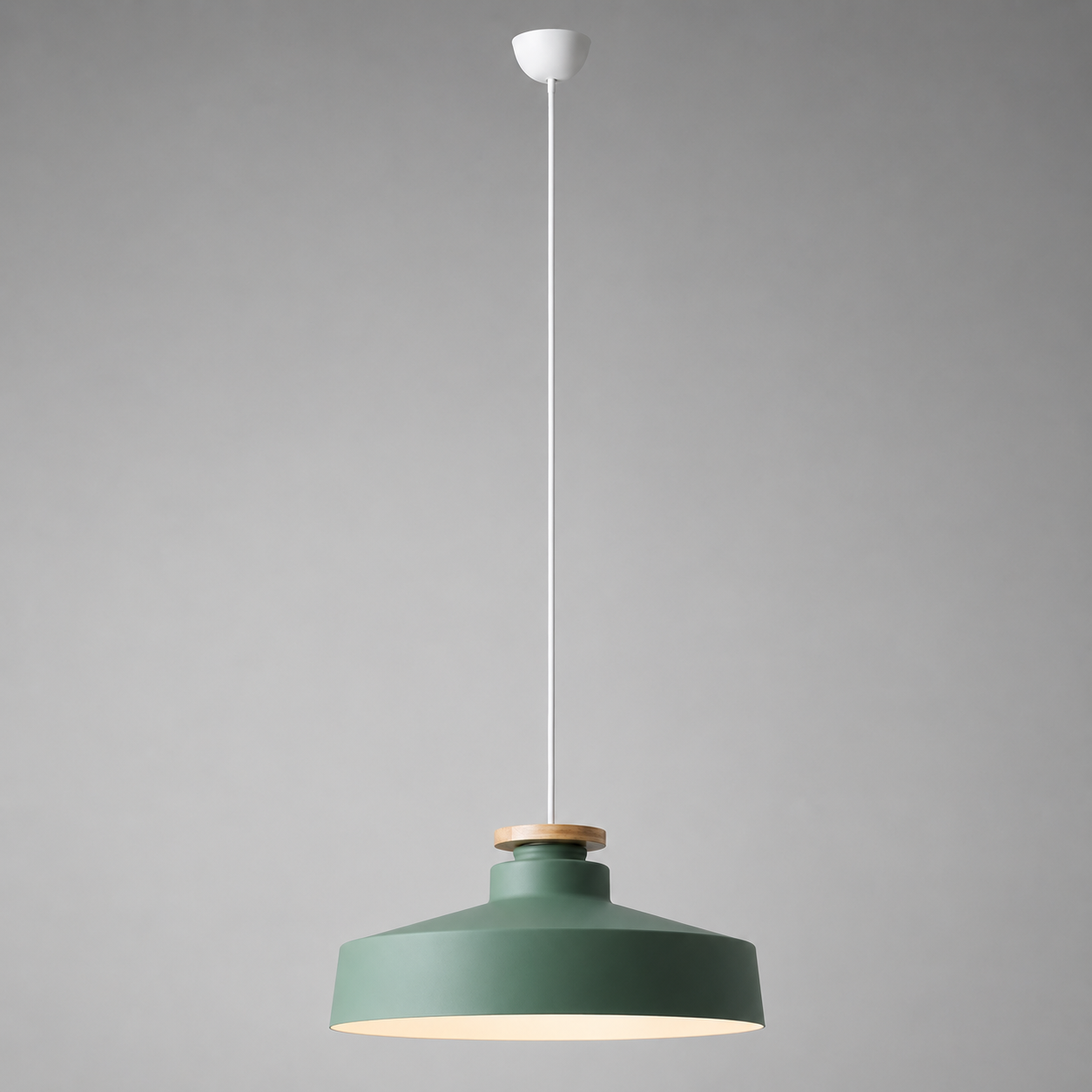 Hanglamp Scandinavisch met Houten Detail en Metalen Kap