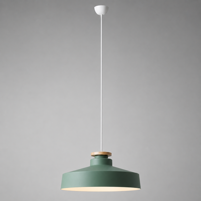 Hanglamp Scandinavisch met Houten Detail en Metalen Kap