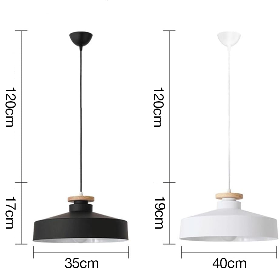 Hanglamp Scandinavisch met Houten Detail en Metalen Kap ##POS:17##