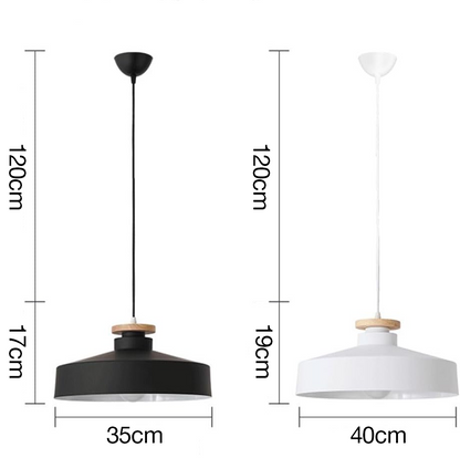 Hanglamp Scandinavisch met Houten Detail en Metalen Kap ##POS:17##