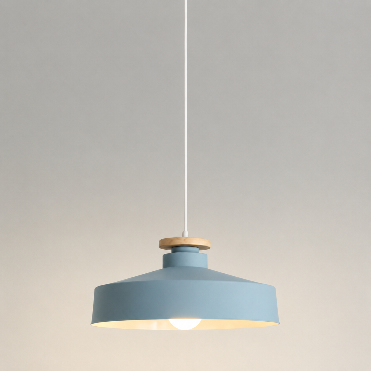 Hanglamp Scandinavisch met Houten Detail en Metalen Kap