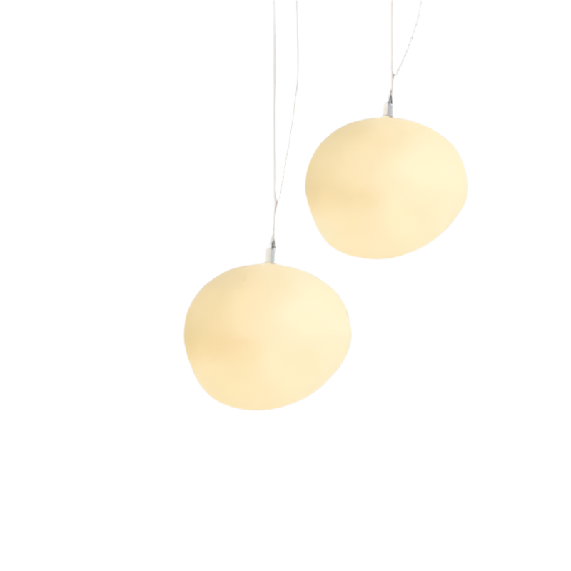 Hanglamp Scandinavisch met Organische Kiezelsteenvorm en Melkglas Kap
