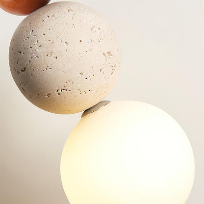 Hanglamp Scandinavisch met Stenen Bol en Glazen Kap