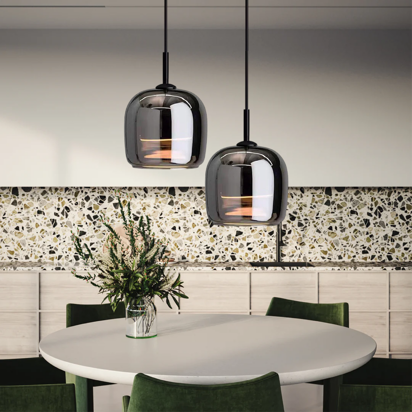 Hanglamp Scandinavisch Modern met Glazen Kap en Verstelbare Hoogte