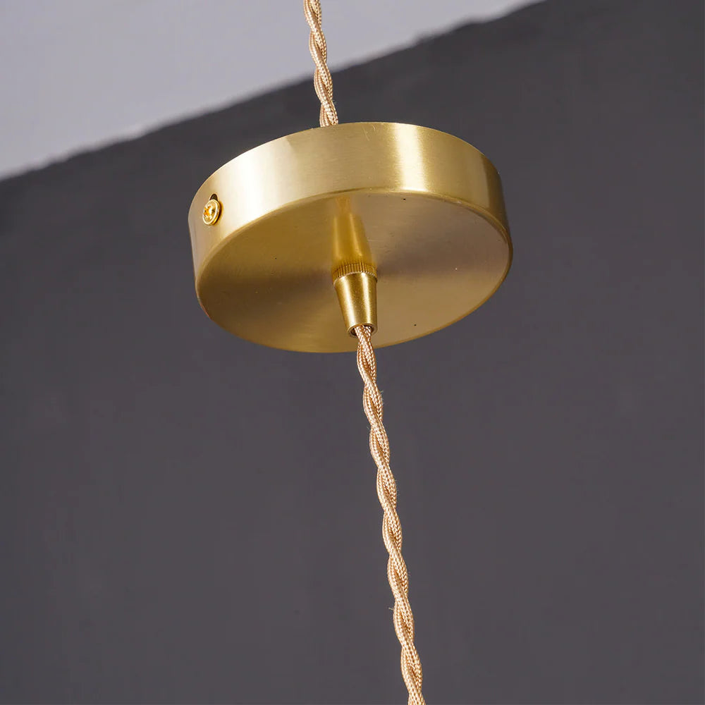 Hanglamp Vintage met Golvende Glazen Kap en Messing Fitting