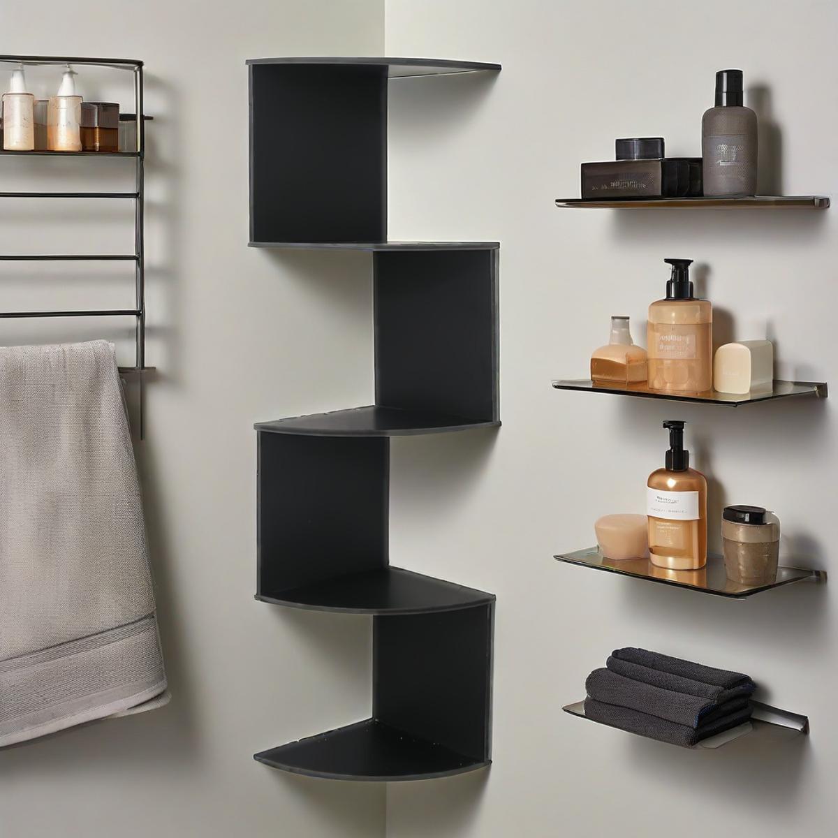 Hoekwandrek met 5 Niveaus en Zigzag Design voor Boeken en Decoratie