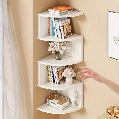Hoekwandrek met 5 Niveaus en Zigzag Design voor Boeken en Decoratie