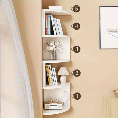 Hoekwandrek met 5 Niveaus en Zigzag Design voor Boeken en Decoratie