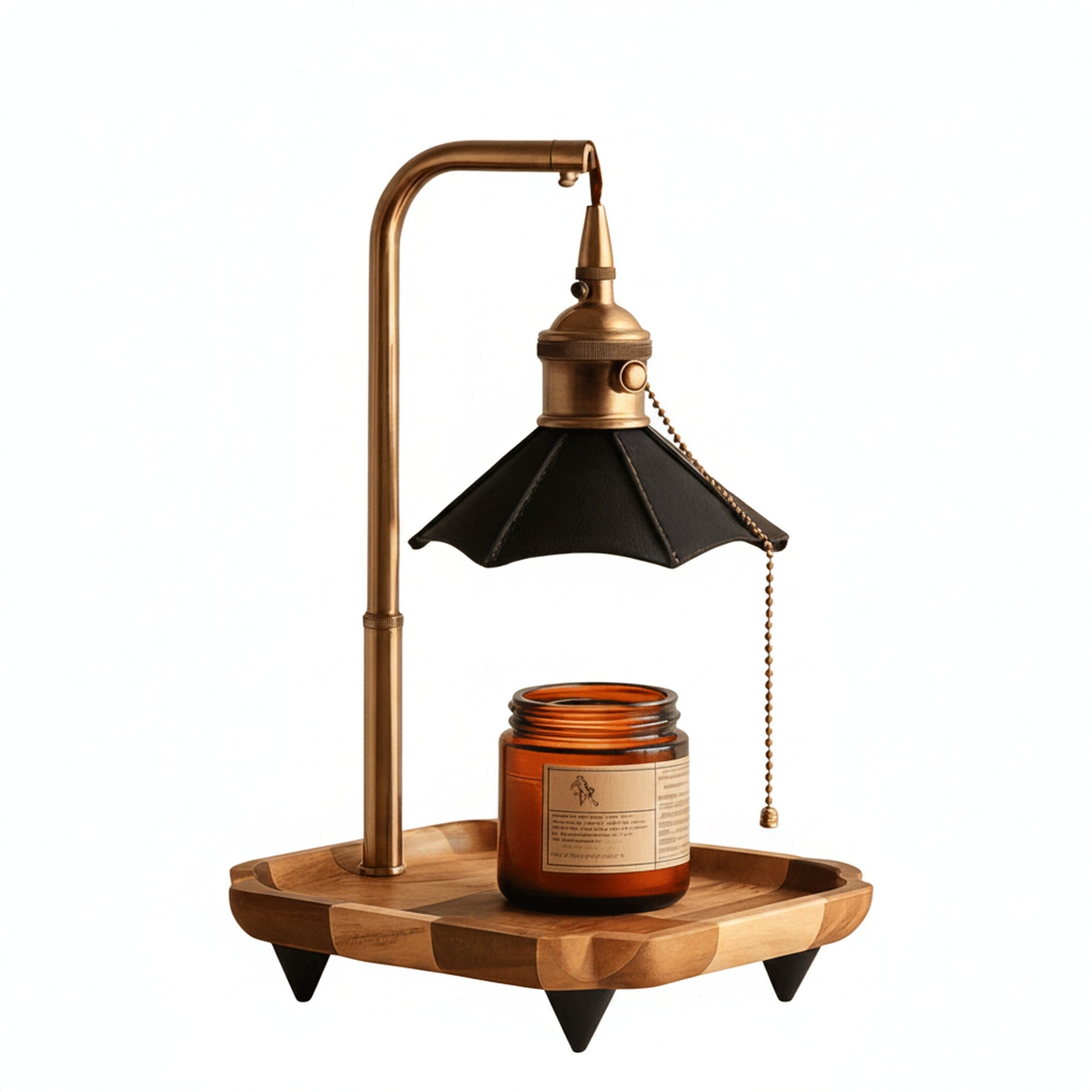 Kaarsenwarmerlamp Retro met Houten Basis en Trekschakelaar