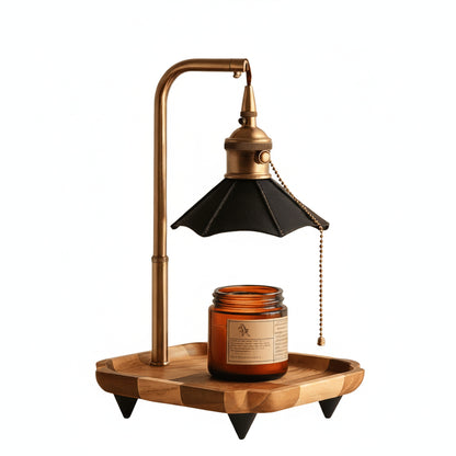 Kaarsenwarmerlamp Retro met Houten Basis en Trekschakelaar