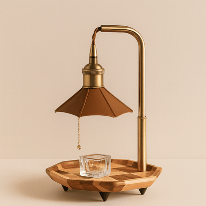 Kaarsenwarmerlamp Retro met Houten Basis en Trekschakelaar