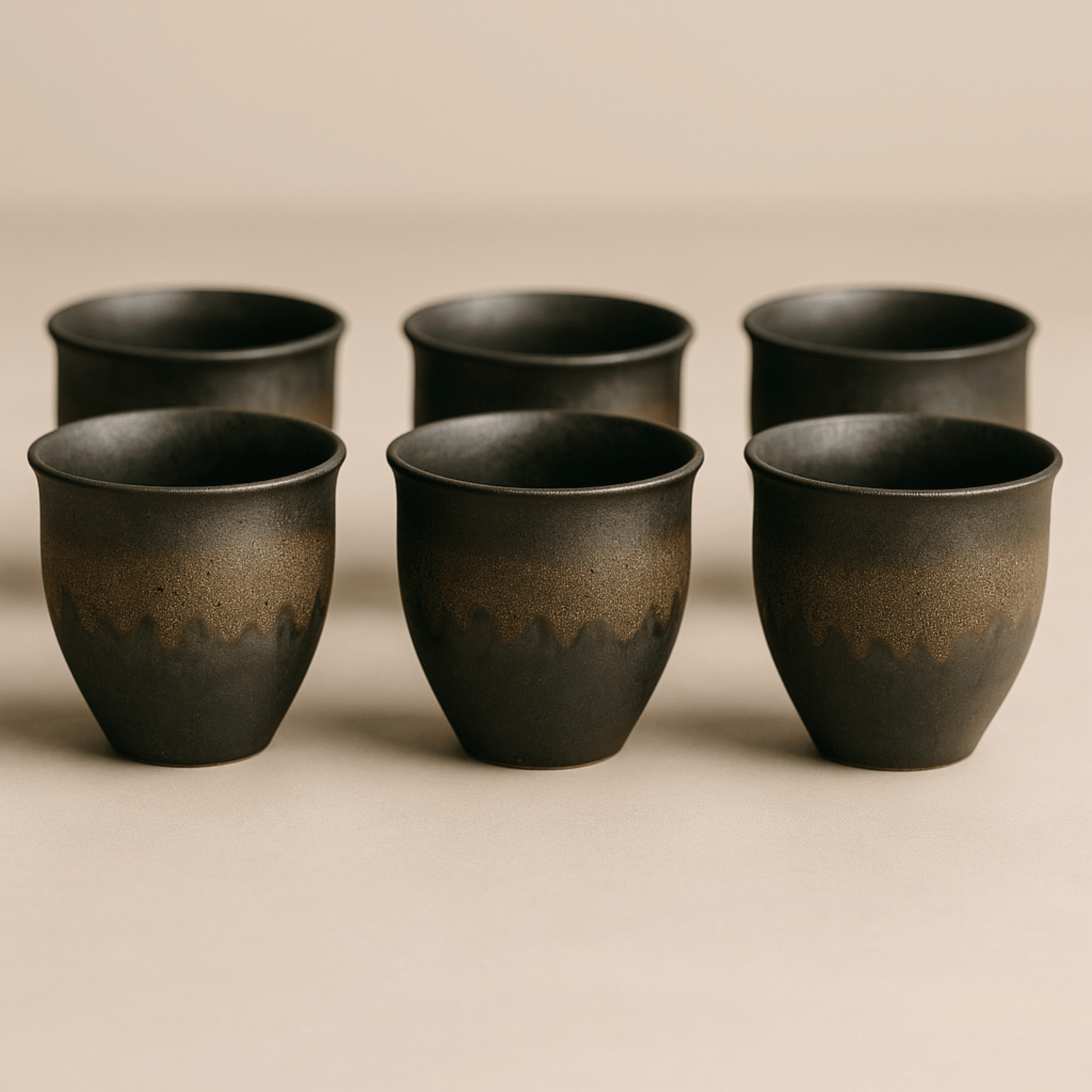 Keramische Theekopjes Set van 6 met Rustiek Glazuur voor Koffie en Thee