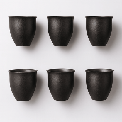 Keramische Theekopjes Set van 6 met Rustiek Glazuur voor Koffie en Thee