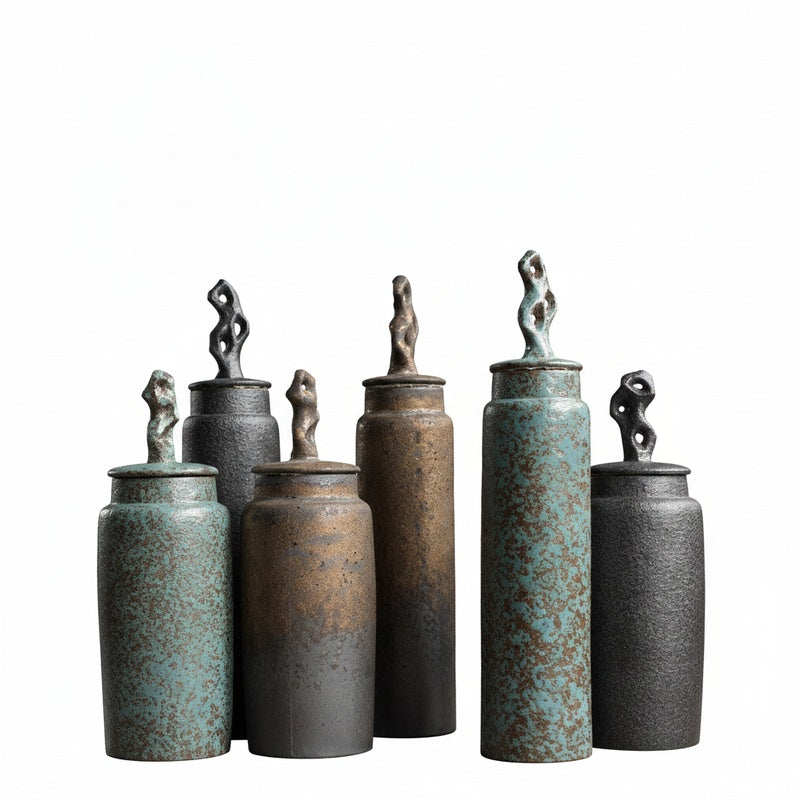 Keramische Theepot met Deksel en Sculptuurknop Wabi-Sabi Stijl